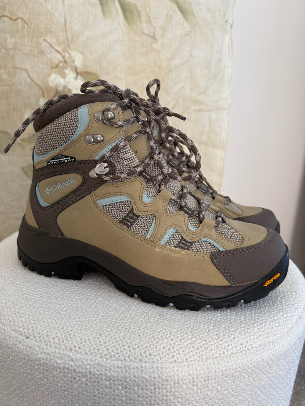Columbia Women's Tan and Brown Waterproof Lace-Up Hiking Boots